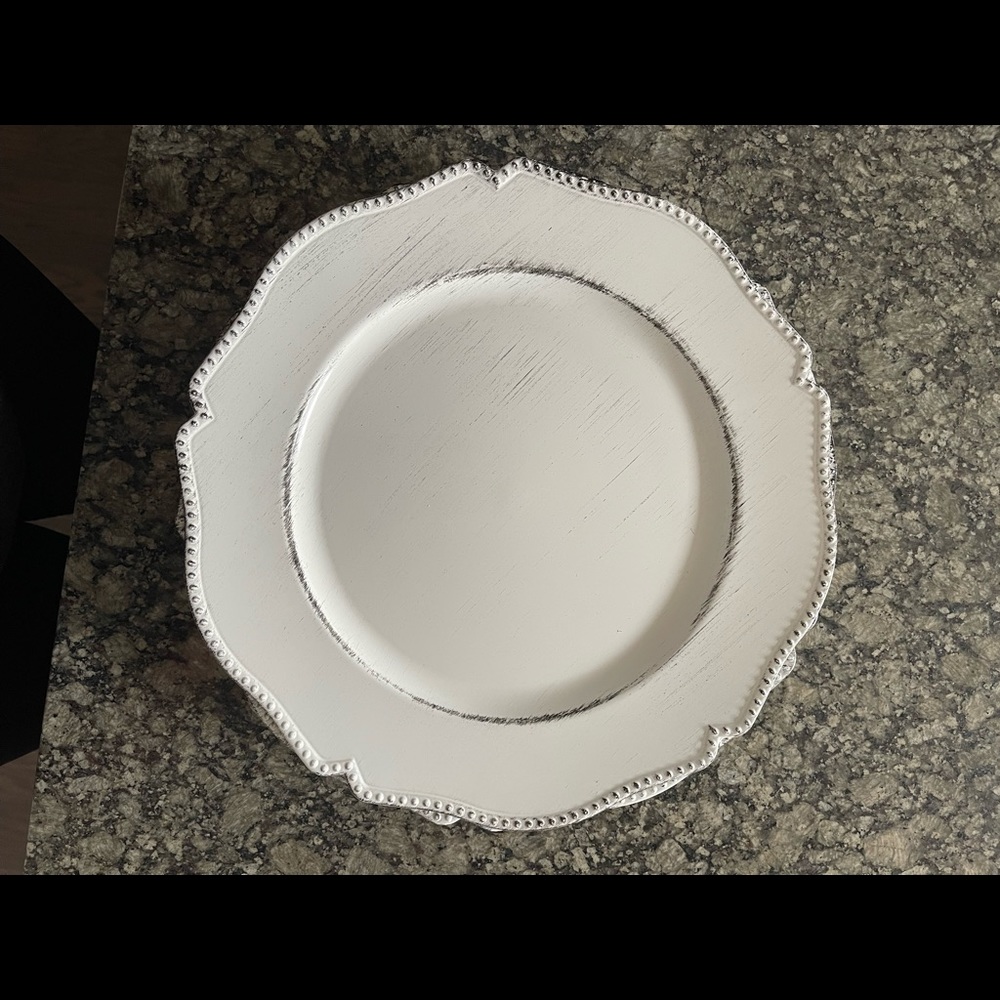 Set of 6 Antique White Charger Plates